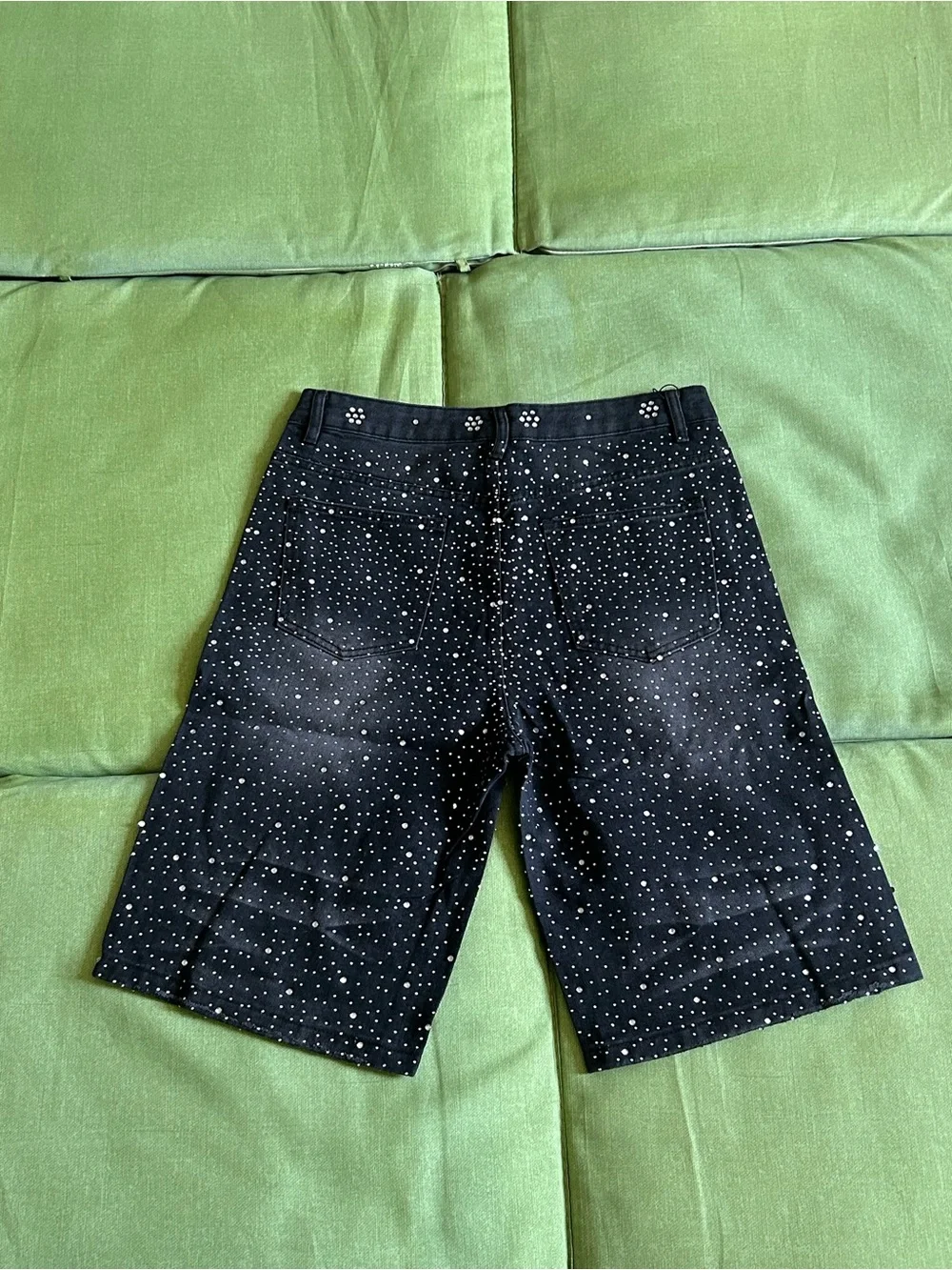 Women Black Rhinestone Jeggings with Red Accent